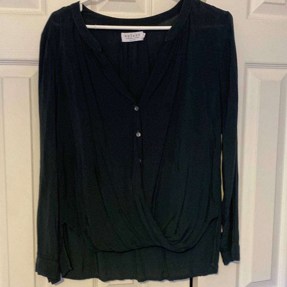 Velvet brand Dark green long sleeve flowy top